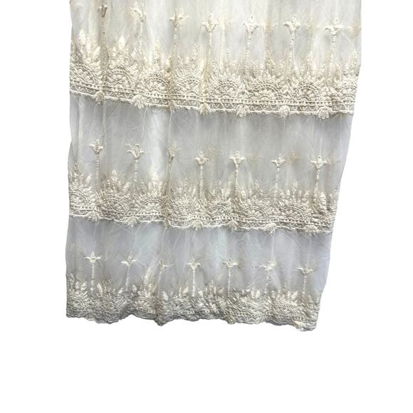 Promesa Boho Lace Maxi Skirt | Sheer Layered Cream Mesh Ethereal Fairycore - Picture 2 of 10